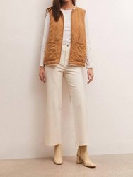 Cosmos Reversible Quilted Sherpa Vest - Camel Brown