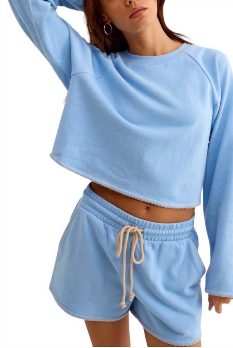 Cropped Seville Sweatshirt In Surf Blue - Surf Blue