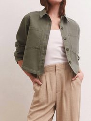 Cropped Twill Jacket - Evergreen