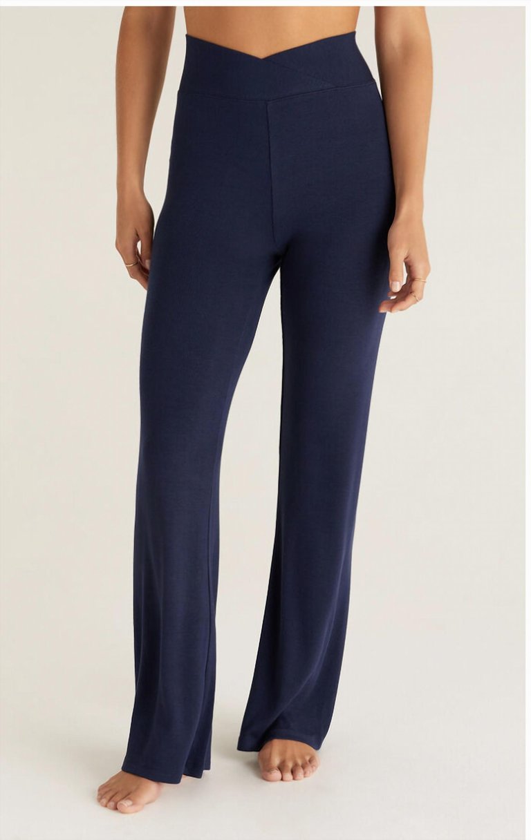 Crossover Rib Legging Pant In Navy - Navy