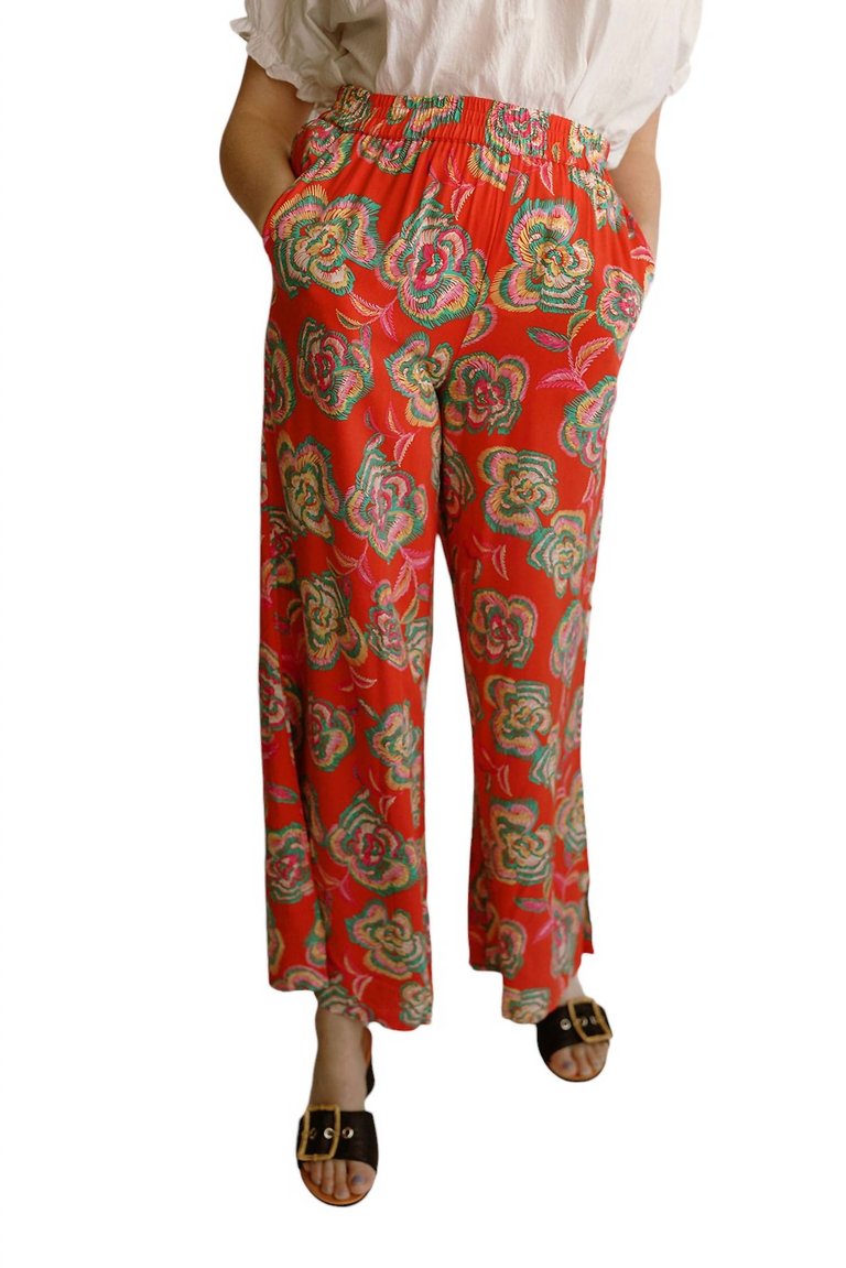 Dante Floral Pants In Tango - Tango