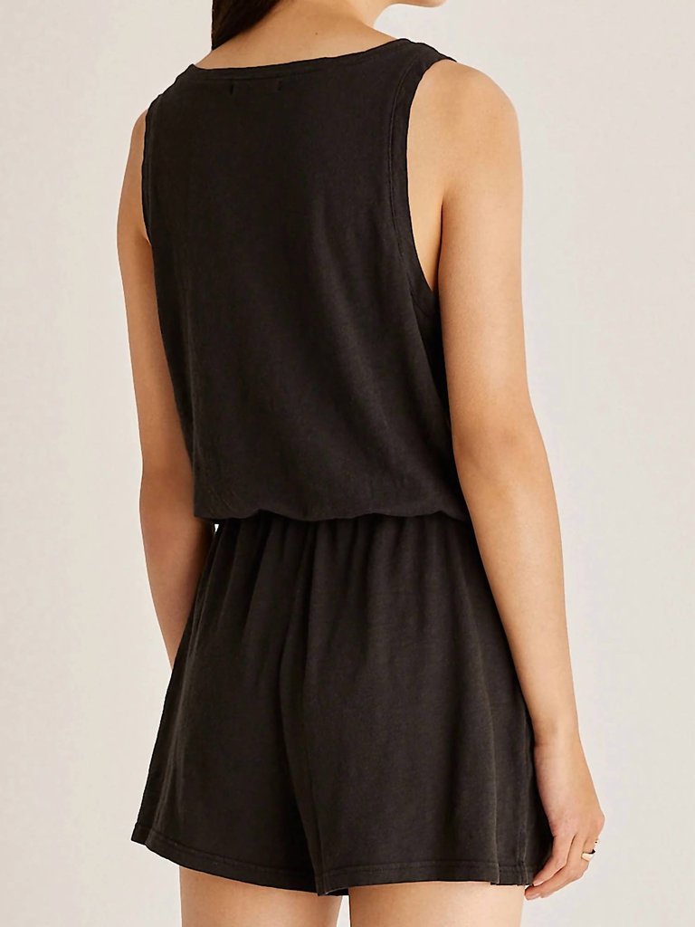 Demi Slub Romper In Black