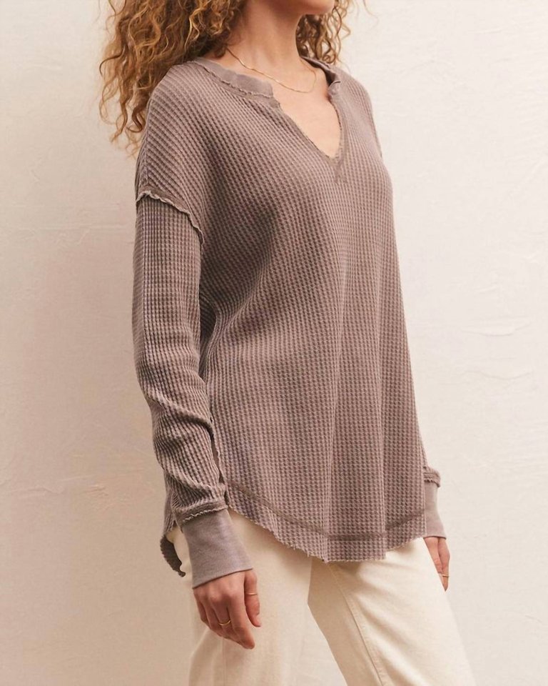 Driftwood Thermal Long Sleeve Top In Milk Shake