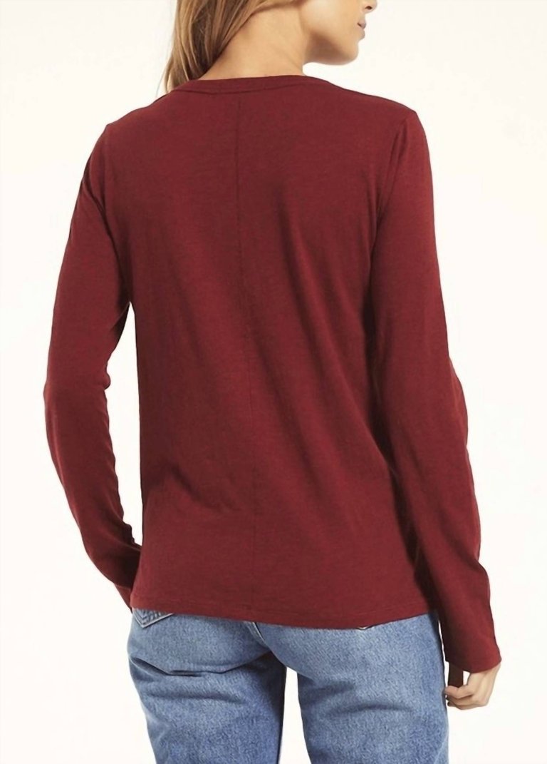 Everyday Brushed Long Sleeve Top In Cabernet