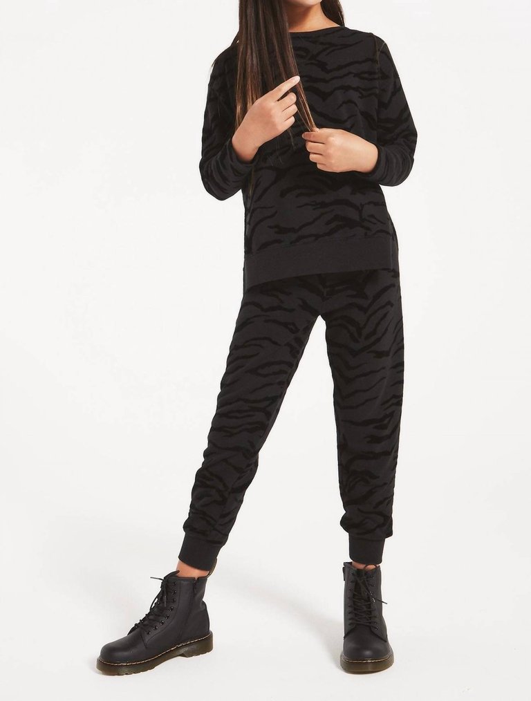 Girls Ava Tiger Jogger In Black - Black