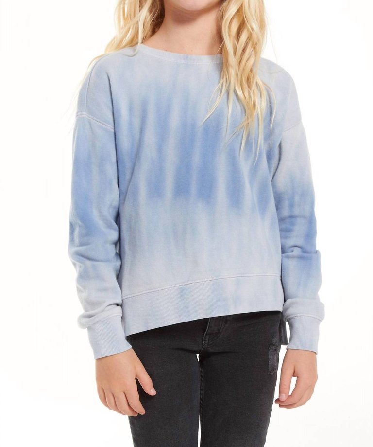 Girls Tie Dye Modern Weekender Top In Blue - Blue