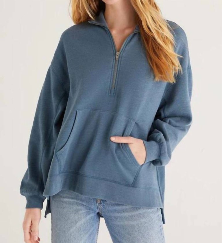 Half Zip Modern Weekender Sweatshirt - Caribbean Blue