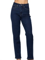 High Waisted Tummy Control Straight Leg Jean In Blue - Blue