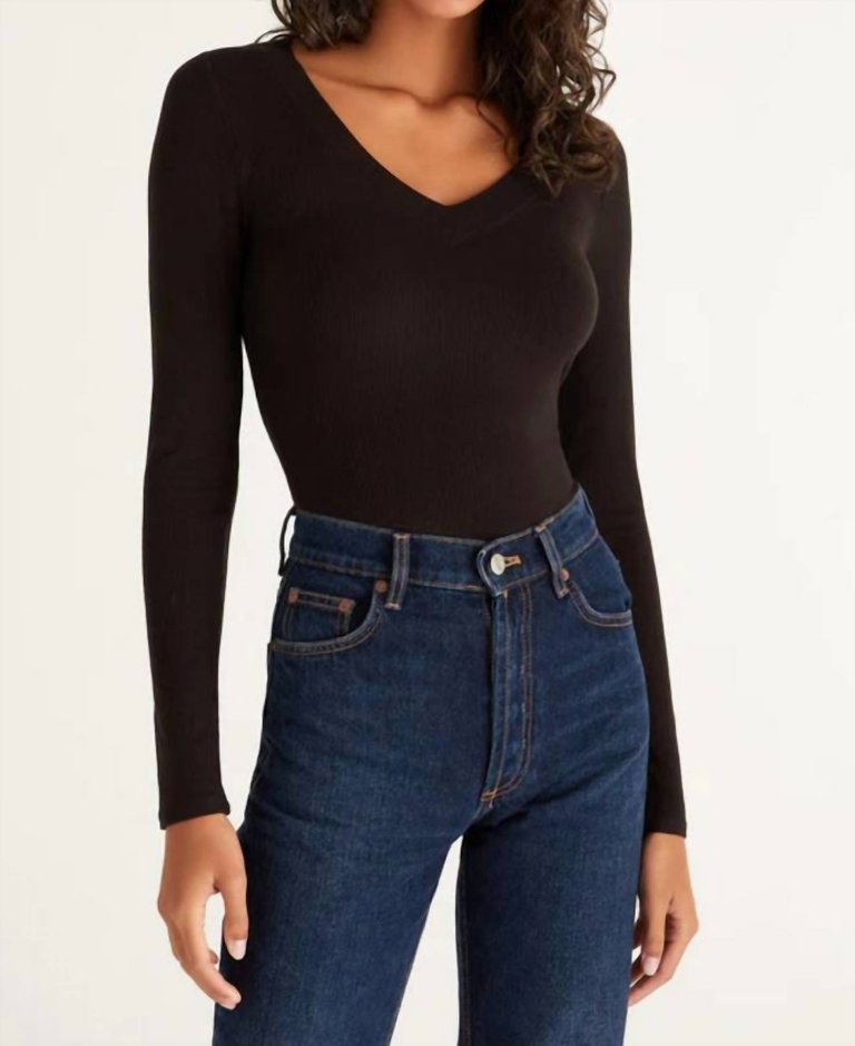 Izzie Long Sleeve Top In Black