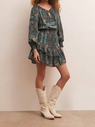 Jo Printed Mini Dress In Calypso Green