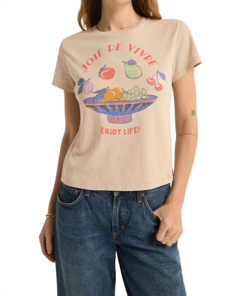 Joie De Vivre Tourist Tee In Fossil - Fossil