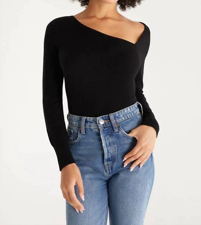 Karlie Asymmetrical Top In Black - Black