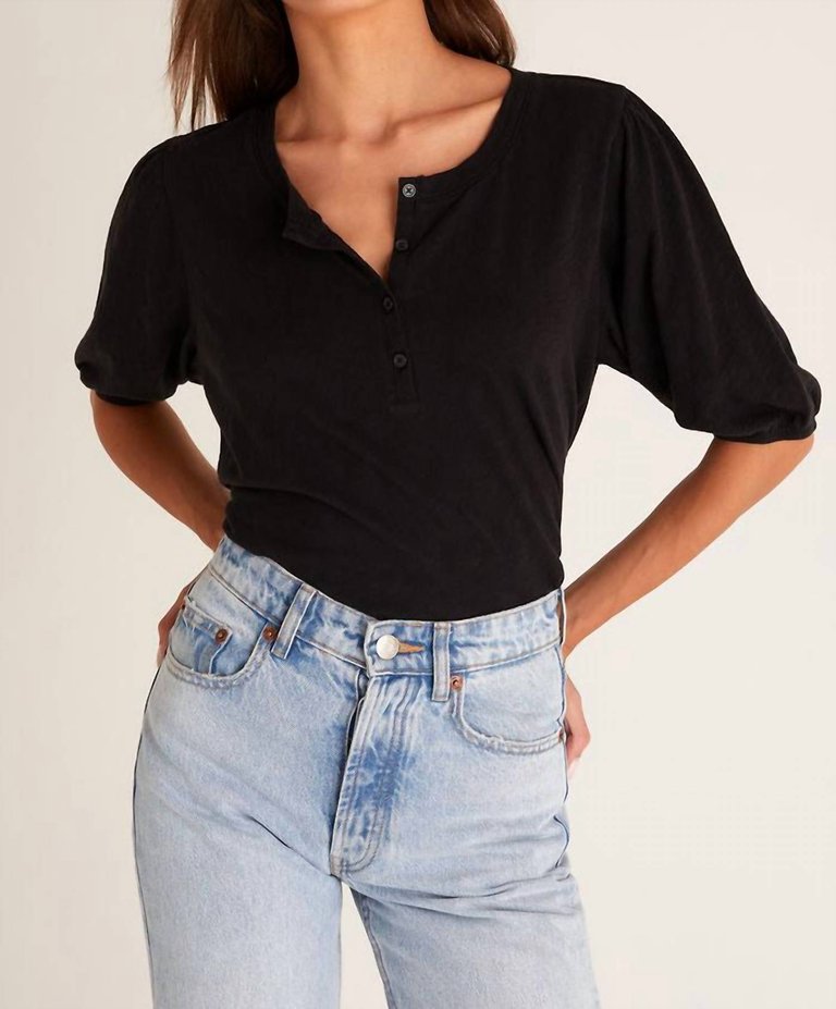 Kate Henley Slub Top - Black