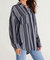 Lalo Striped Button Up Top In Midnight Blue - Midnight Blue