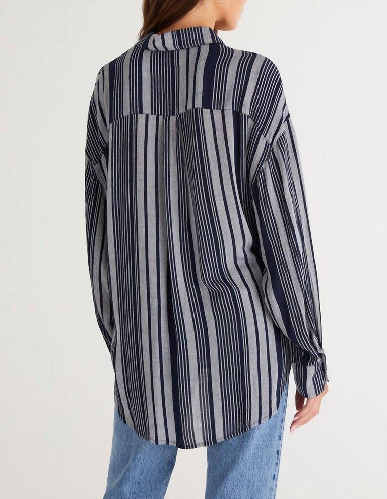 Lalo Striped Button Up Top In Multi