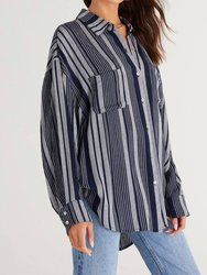 Lalo Striped Button Up Top In Multi