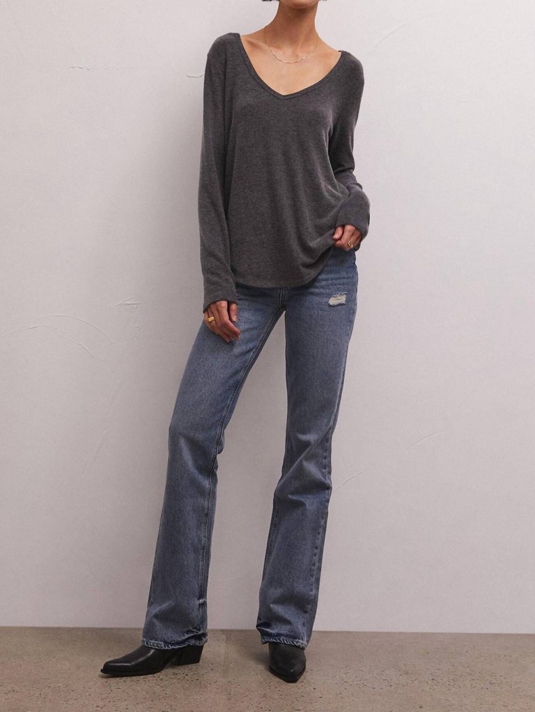 Laylow Marled Long Sleeve Top - Heather Black