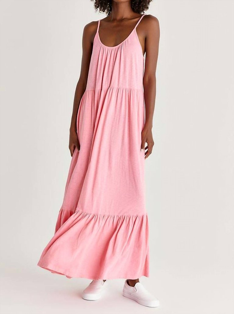 Lido Slub Maxi Dress - Flamingo