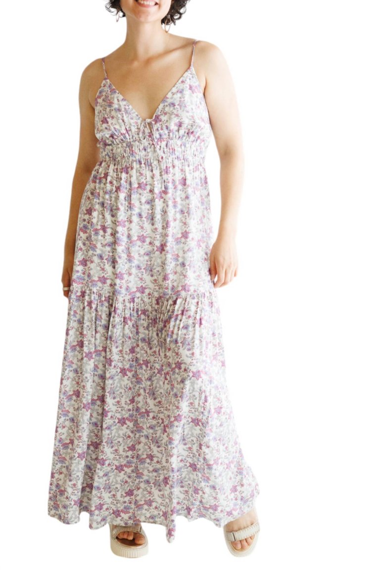 Lisbon Floral Maxi Dress In Sandstone - Sandstone