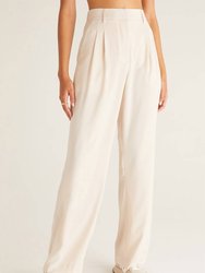 Lucy Twill Pant In Ivory - Ivory
