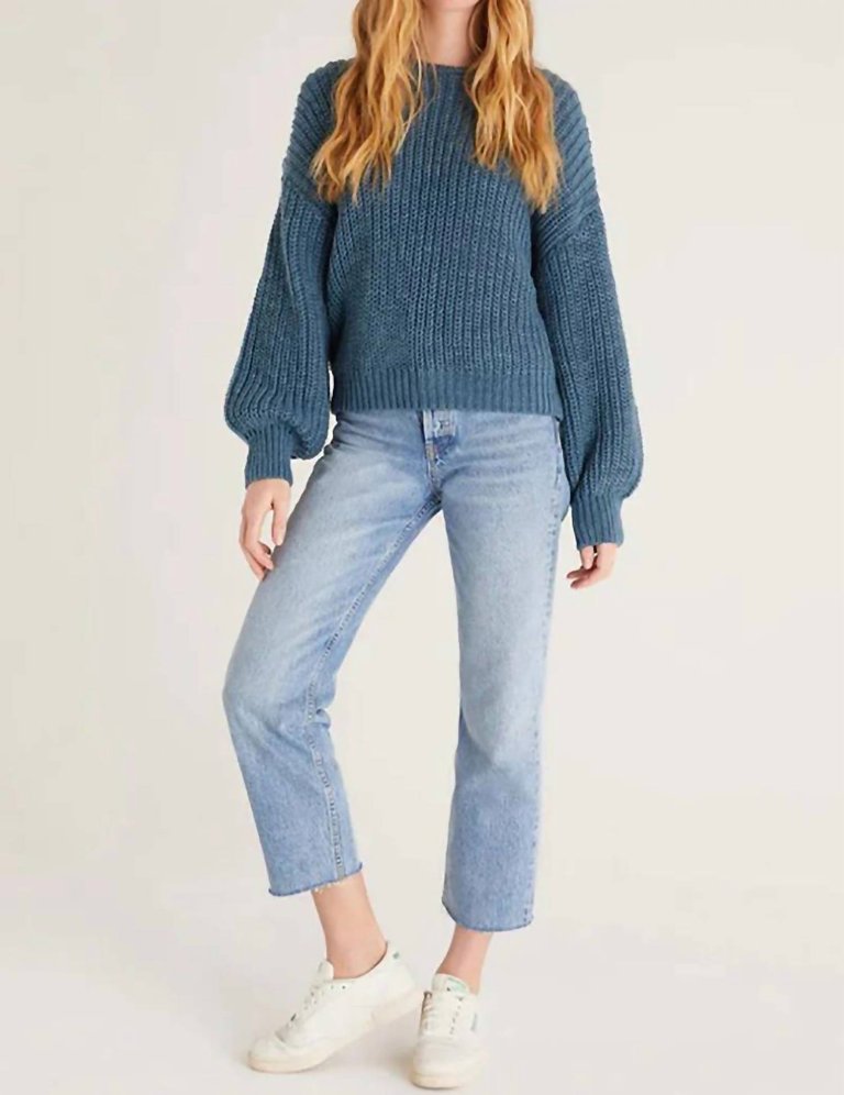 Lyndon Chunky Sweater In Caribbean Blue - Caribbean Blue