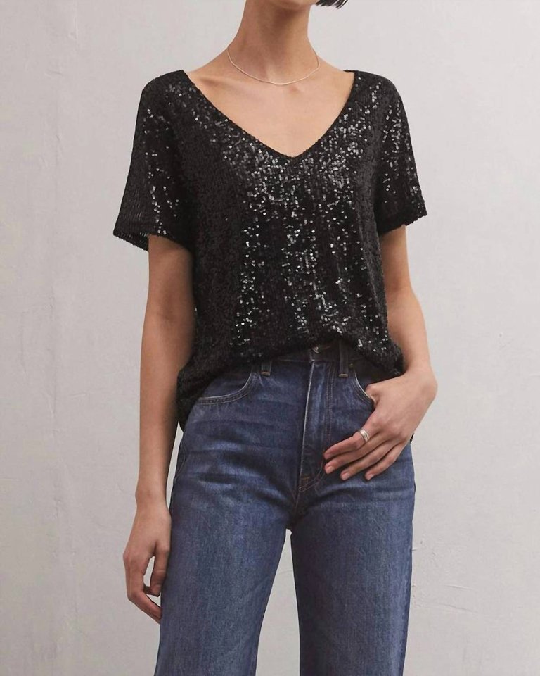 Marbella Sequin Top In Black - Black