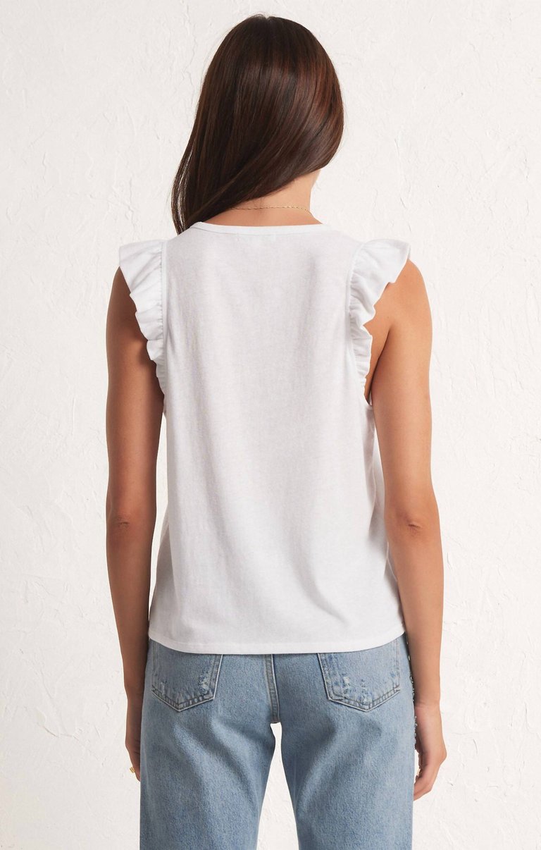 Marielle Flutter Tank Top In White