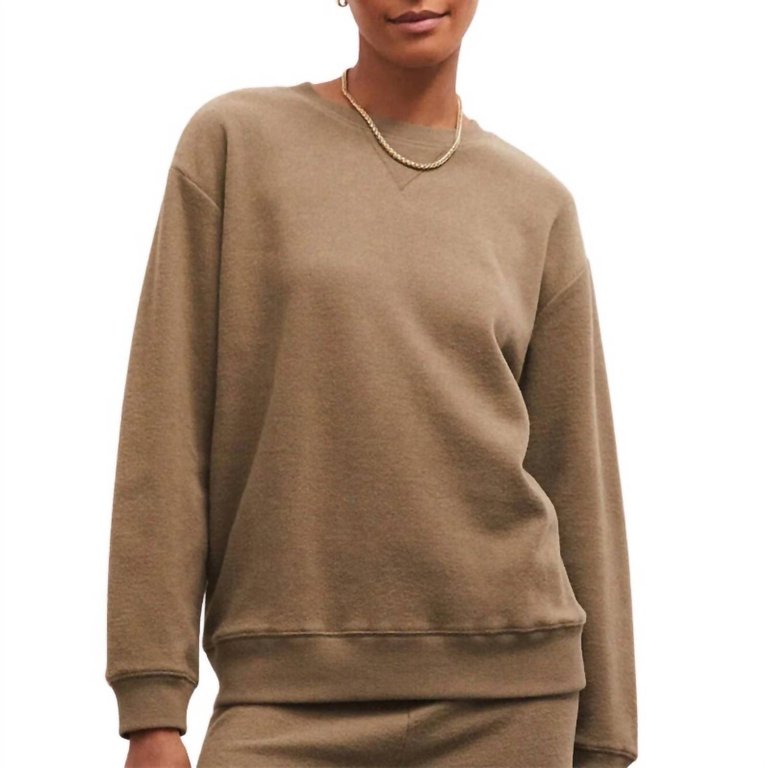 Marina Brushed Rib Sweatshirt In Br - Brown