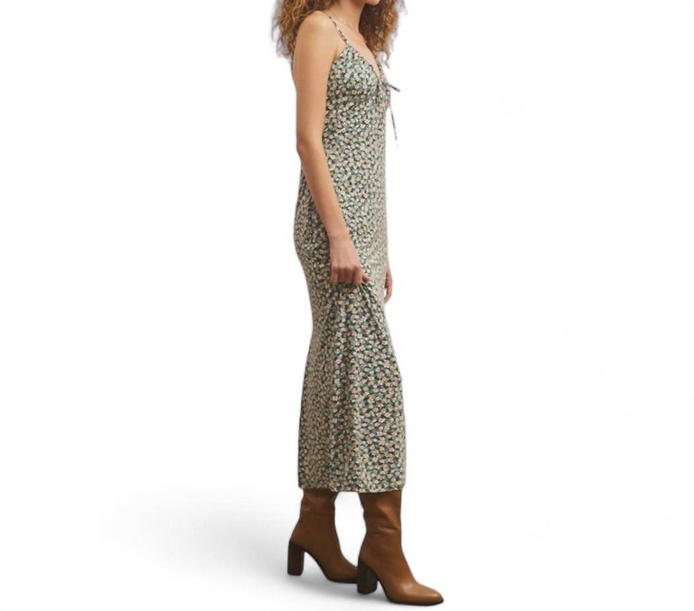 Melinda Ditsy Floral Midi Dress In Emerald Isle