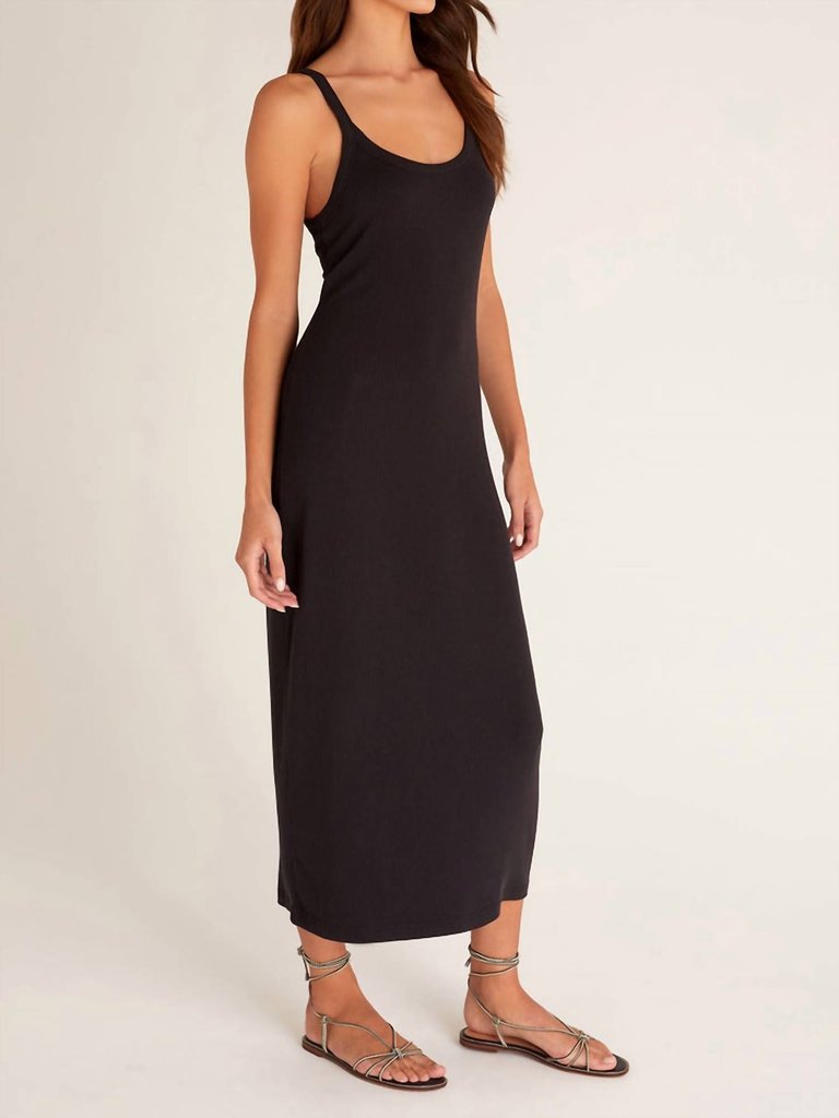 Melody Midi Rib Dress In Black