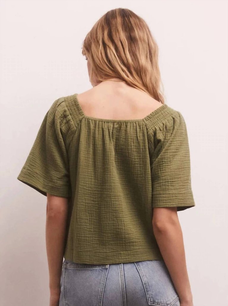 No Rules Gauze Top In Green