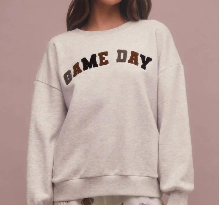 Oversized Game Day Sweatshirt In Light Heather Grey - Light Heather Grey