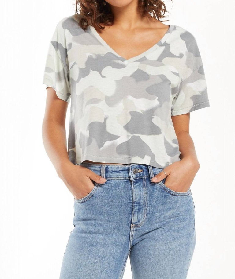 Parker Painted V-Neck Tee In Camo - Camo