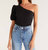 Penelope One Shoulder Top In Black - Black