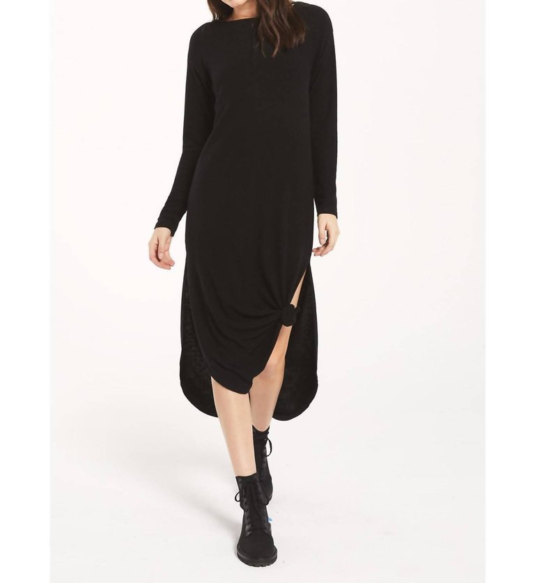 Ray Slub Sweater Dress - Black