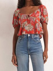 Renelle Floral Top In Tango - Tango