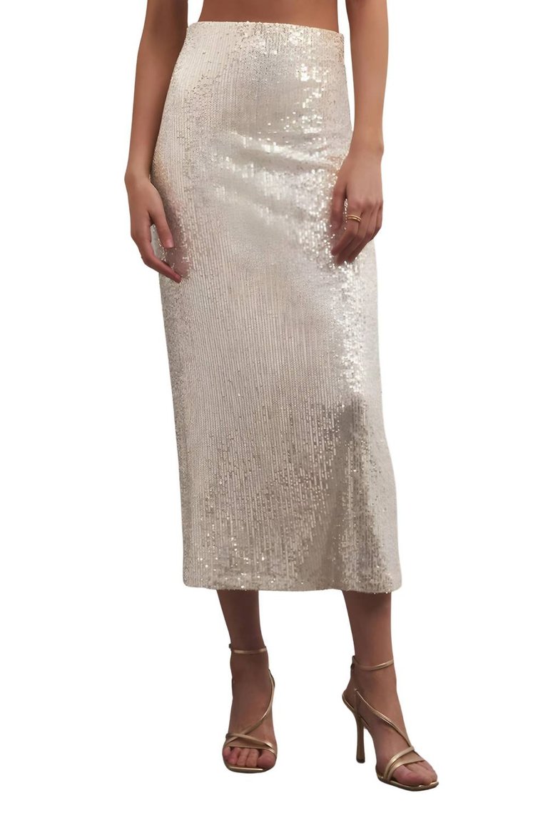 Saturn Sequin Skirt In Gold - Gold