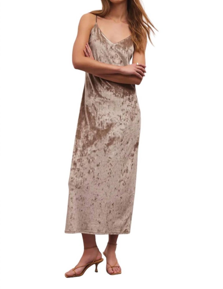 Selina Crushed Velvet Dress In Moonlit - Moonlit