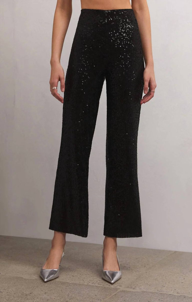 Skylar Sequin Pant In Black - Black