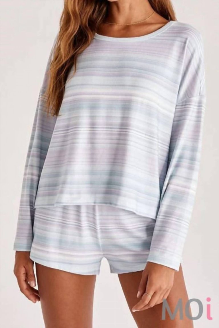 Skylar Stripe Long Sleeve Top In Lavender Ash - Lavender Ash