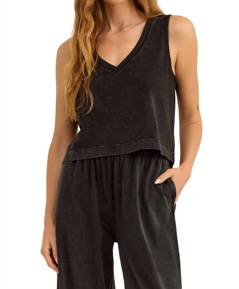 Sloane V Neck Tank In Black