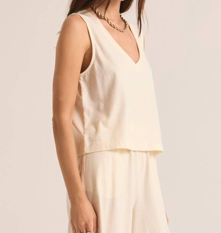 Sloane V-Neck Top In Sea Salt