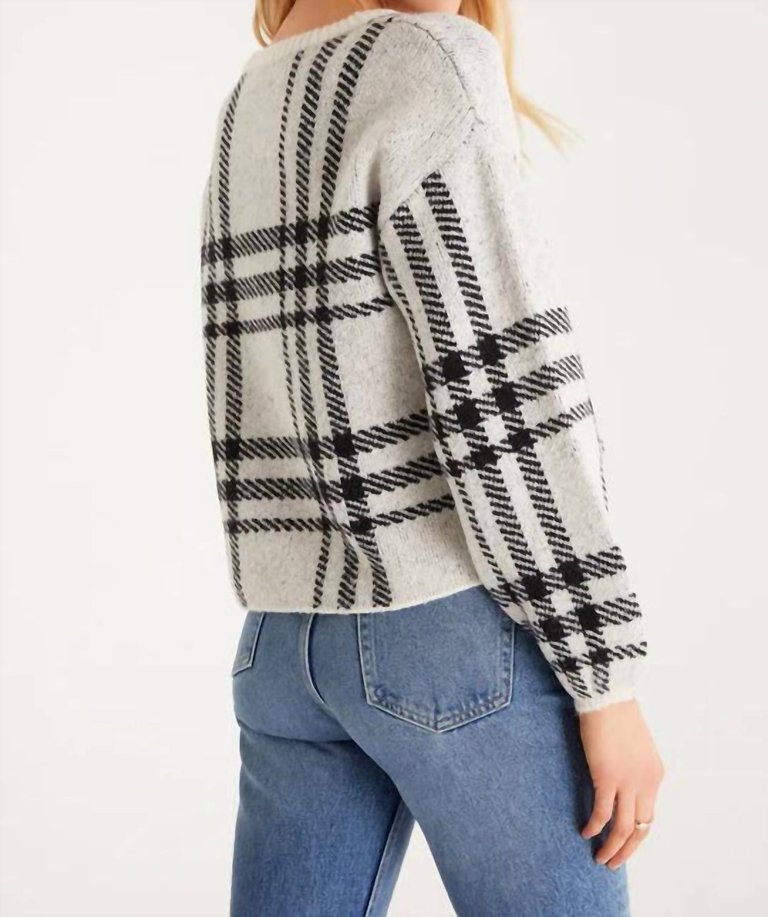 Solange Plaid Sweater In Oatmeal