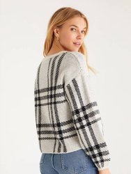 Solange Plaid Sweater In Oatmeal