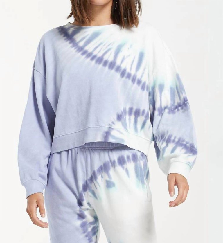 Spiral Tie Dye Sweatshirt In Ice Blue