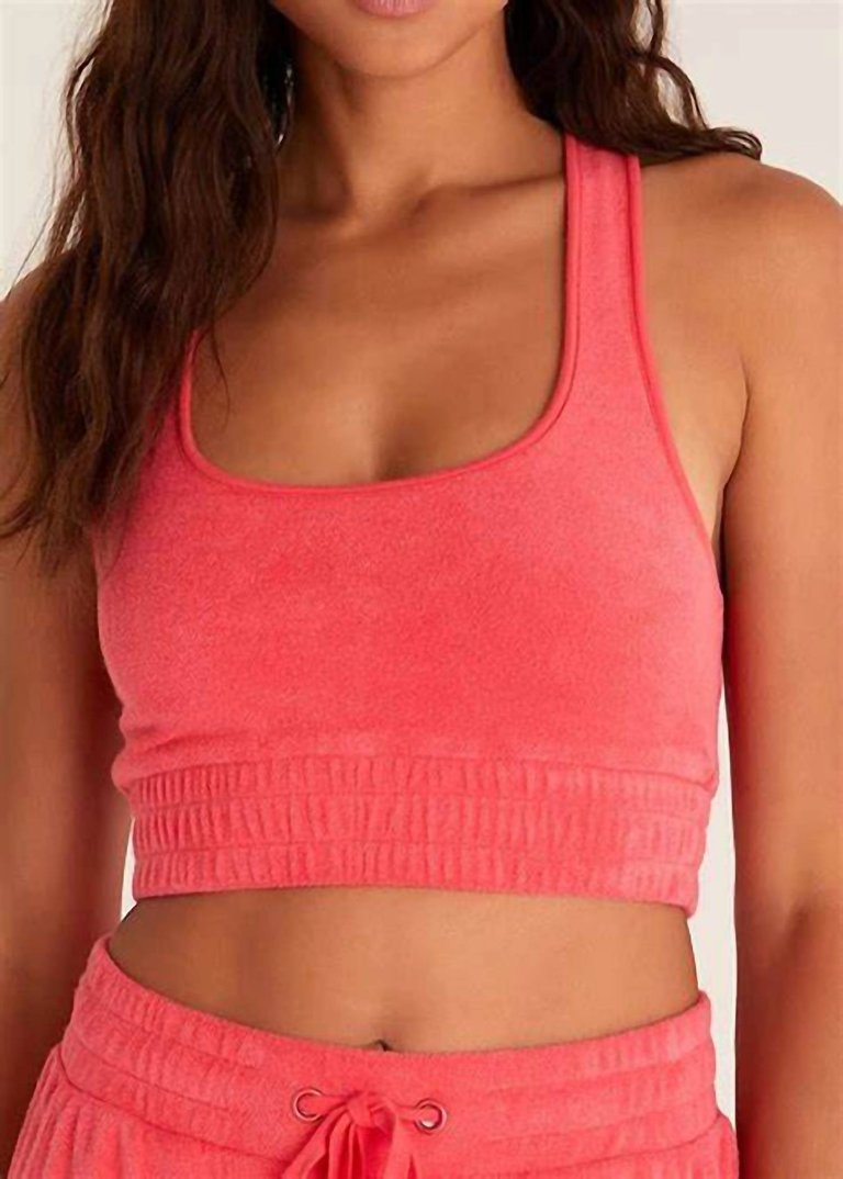 Sunny Loop Terry Tank Bra In Strawberry - Strawberry