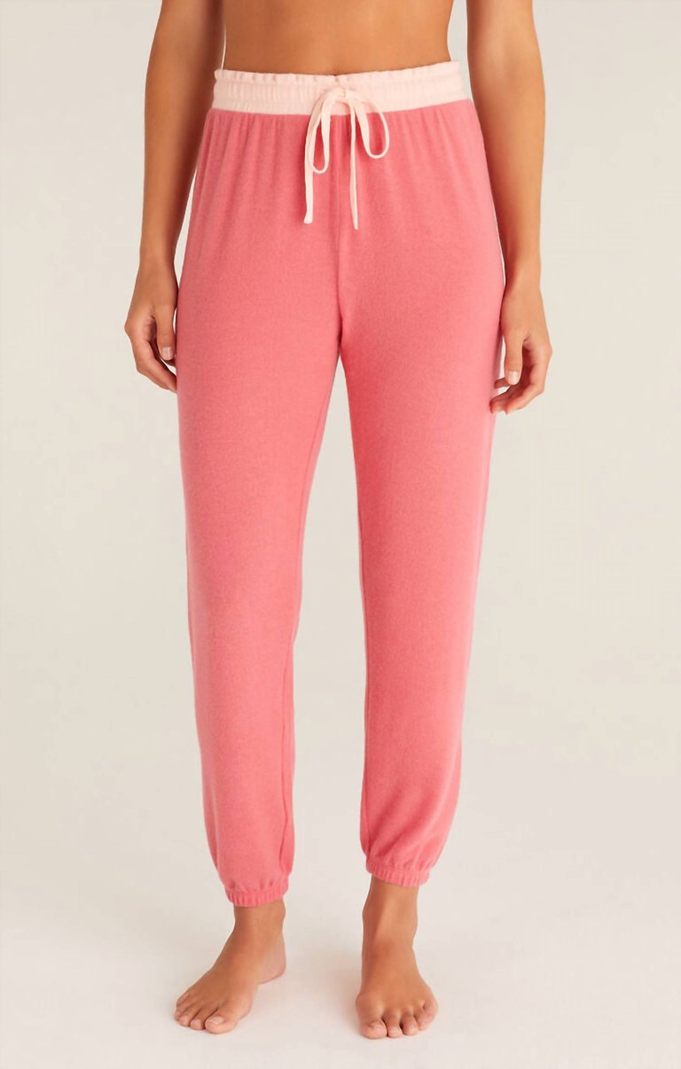 Sweetie Brushed Jogger In Pink - Pink