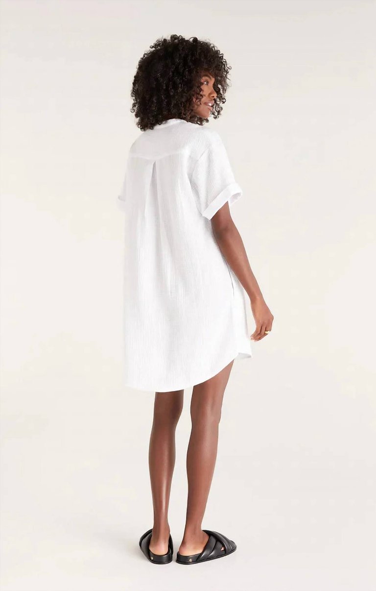 Talia Gauze Mini Dress In White