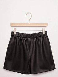 Tia Faux Leather Shorts - Black