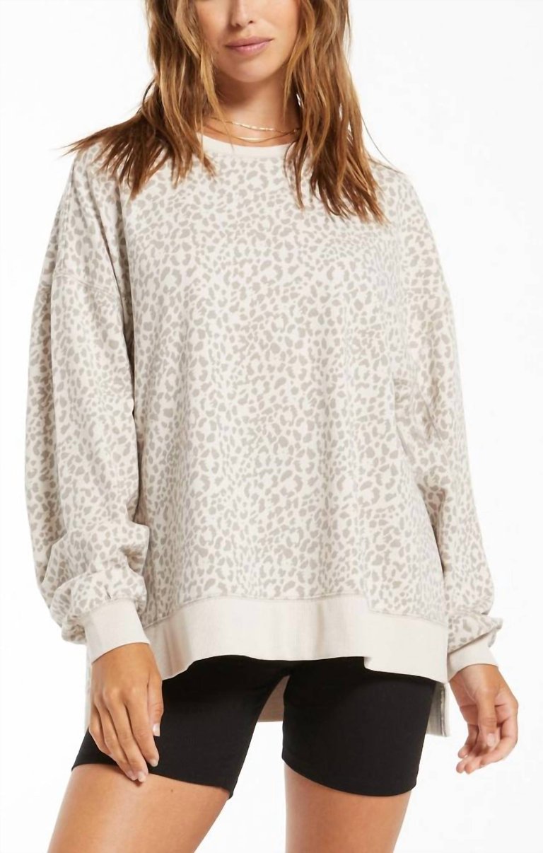 Tonal Leopard Modern Weekender Sweater In Sandshell - Sandshell